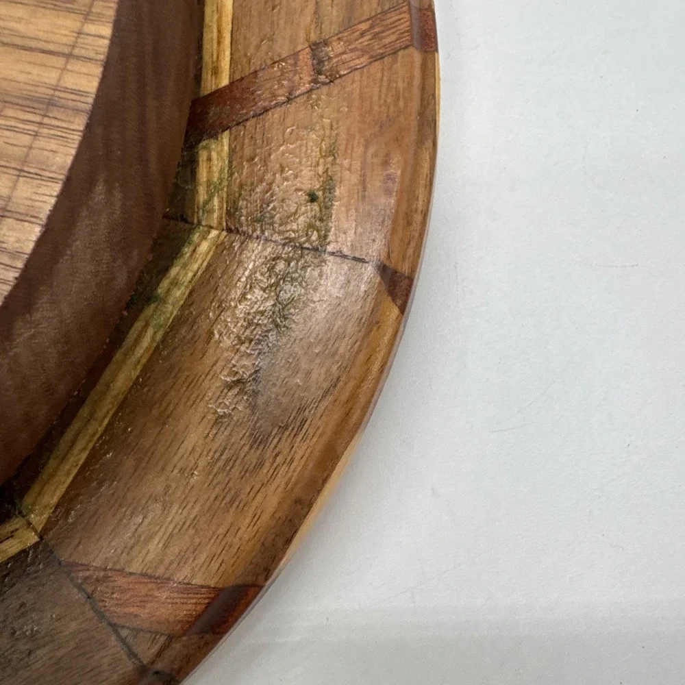 Lazy Susan Mixed Wood Some Inlaid With Spinning Tray 10